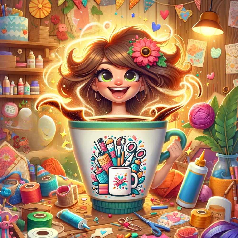 Diamond Painting - Full Round - Happy girl (40*40CM)