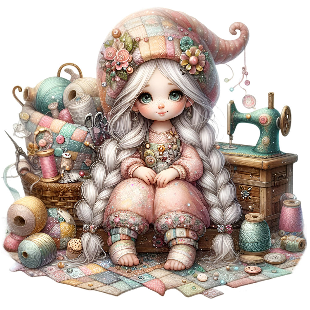 Diamond Painting - Full Round - Gnome girl (40*40CM)