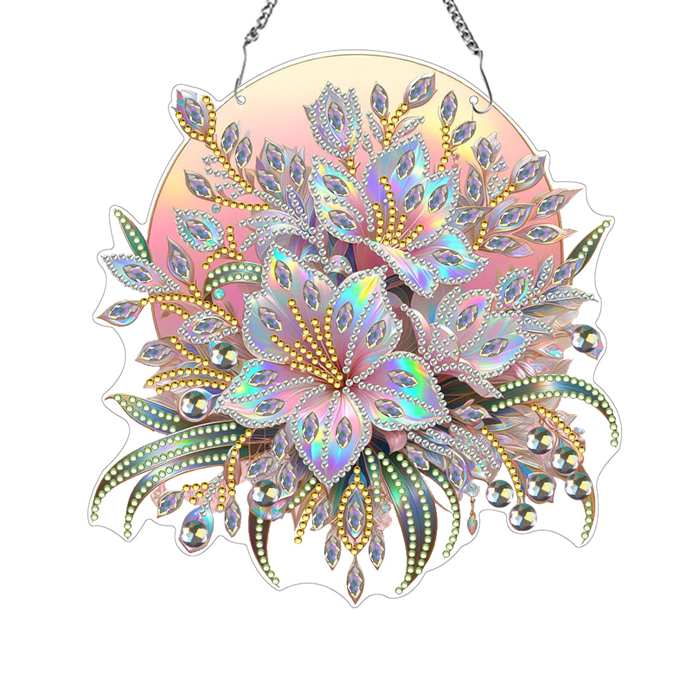 Acrylic Flower 5D DIY Diamond Painting Dots Pendant for Wall Garden Window Decor