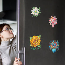 Load image into Gallery viewer, 6Pcs Acrylic Special Shape Flower Fridge Stickers Diamond Painting Fridge Magnet
