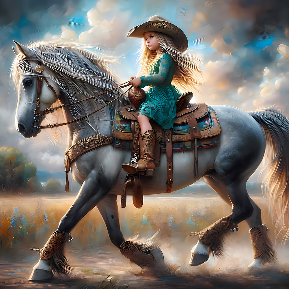 Diamond Painting - Full Round - Cowboy girl (30*30CM)