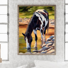 Load image into Gallery viewer, Diamond Painting - Full Round - Black and white horse (30*40CM)
