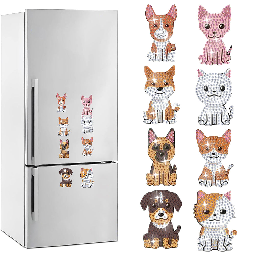 8Pcs Special Shape Puppy Diamond Painting Fridge Magnet for Fridge Whiteboards