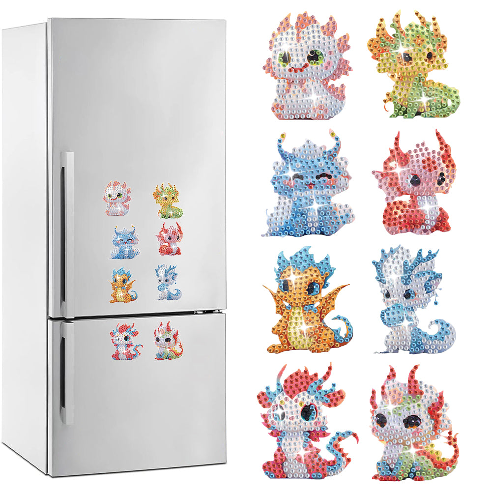 8Pcs Special Shape Dragon Diamond Painting Fridge Magnet for Fridge Whiteboards