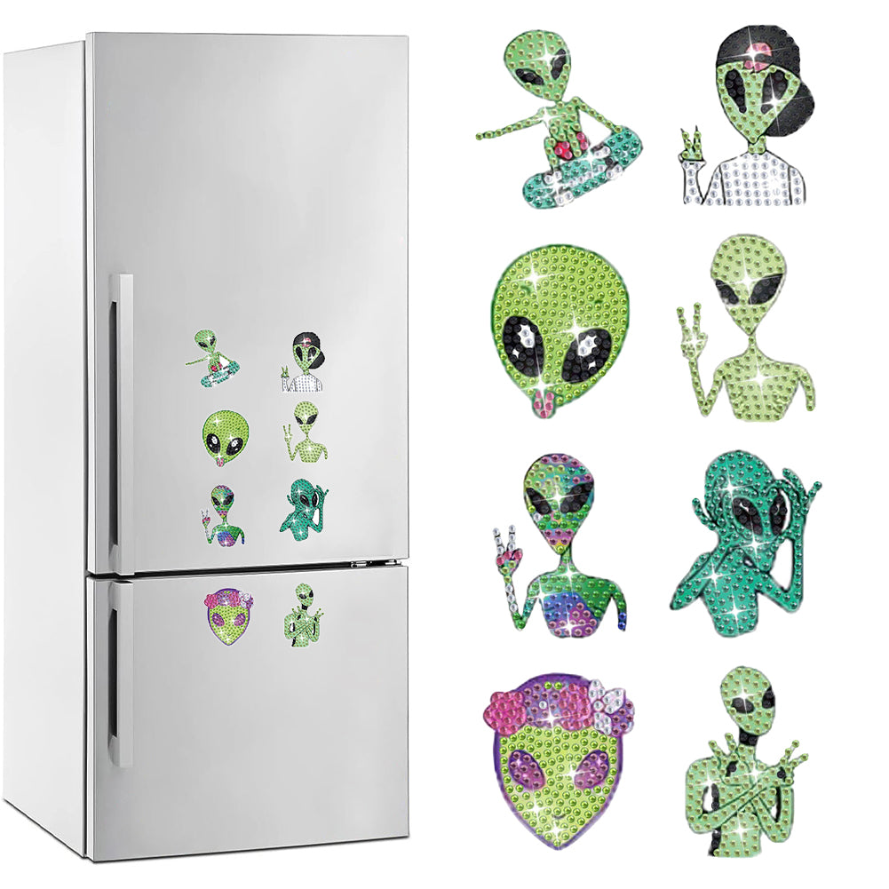 8Pcs Special Shape Alien Diamond Painting Fridge Magnet for Fridge Whiteboards