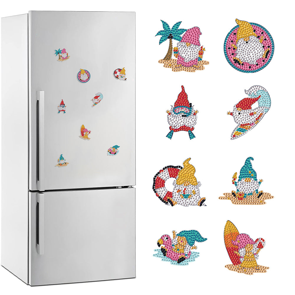 8Pcs Special Shape Ocean Gnomes Diamond Painting Fridge Magnet for Home Decor