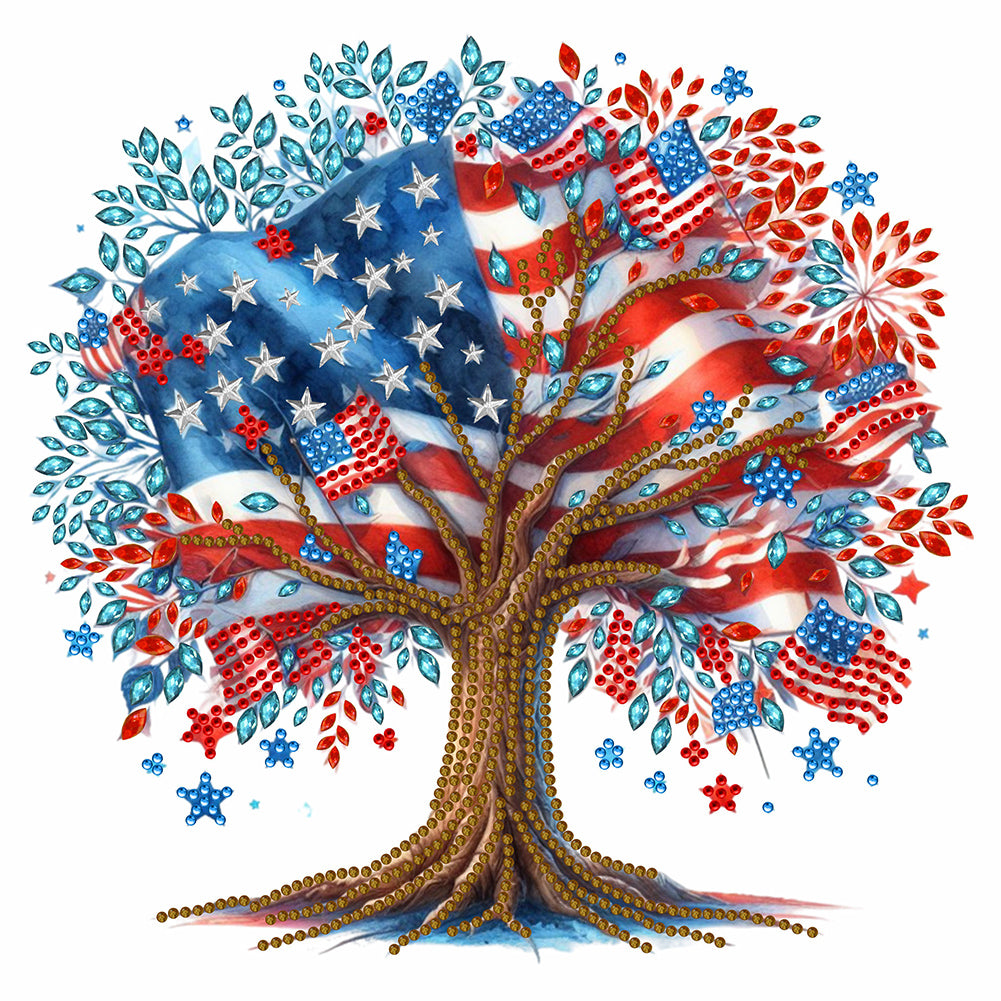 Diamond Painting - Partial Special Shaped - Independence Day tree (30*30CM)