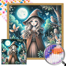 Load image into Gallery viewer, AB Diamond Painting - Full Round - Little witch under the moon (40*40CM)
