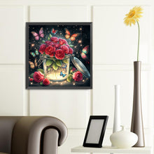 Load image into Gallery viewer, Diamond Painting - Full Round - Red roses and butterflies (40*40CM)

