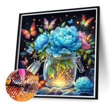 Load image into Gallery viewer, Diamond Painting - Full Round - Blue flowers and butterflies (40*40CM)
