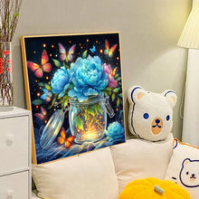 Load image into Gallery viewer, Diamond Painting - Full Round - Blue flowers and butterflies (40*40CM)
