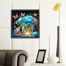Load image into Gallery viewer, Diamond Painting - Full Round - Blue flowers and butterflies (40*40CM)
