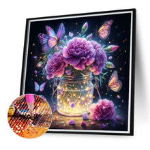 Load image into Gallery viewer, Diamond Painting - Full Round - Purple flowers and butterflies (40*40CM)
