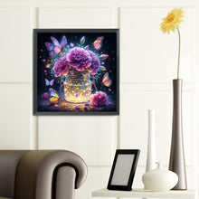 Load image into Gallery viewer, Diamond Painting - Full Round - Purple flowers and butterflies (40*40CM)
