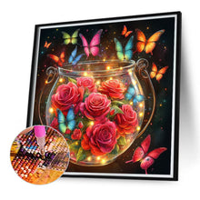 Load image into Gallery viewer, Diamond Painting - Full Round - Red roses and butterflies (40*40CM)
