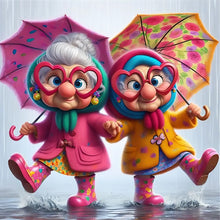 Load image into Gallery viewer, 4pcs Round Diamond Painting Set - Funny old lady (30*30CM)
