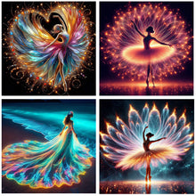 Load image into Gallery viewer, 4pcs Round Diamond Painting Set - Ballet girl (30*30CM)
