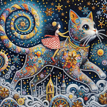 Load image into Gallery viewer, 4pcs Partial Special Diamond Painting Set - Dream girl and kitten (30*30CM)

