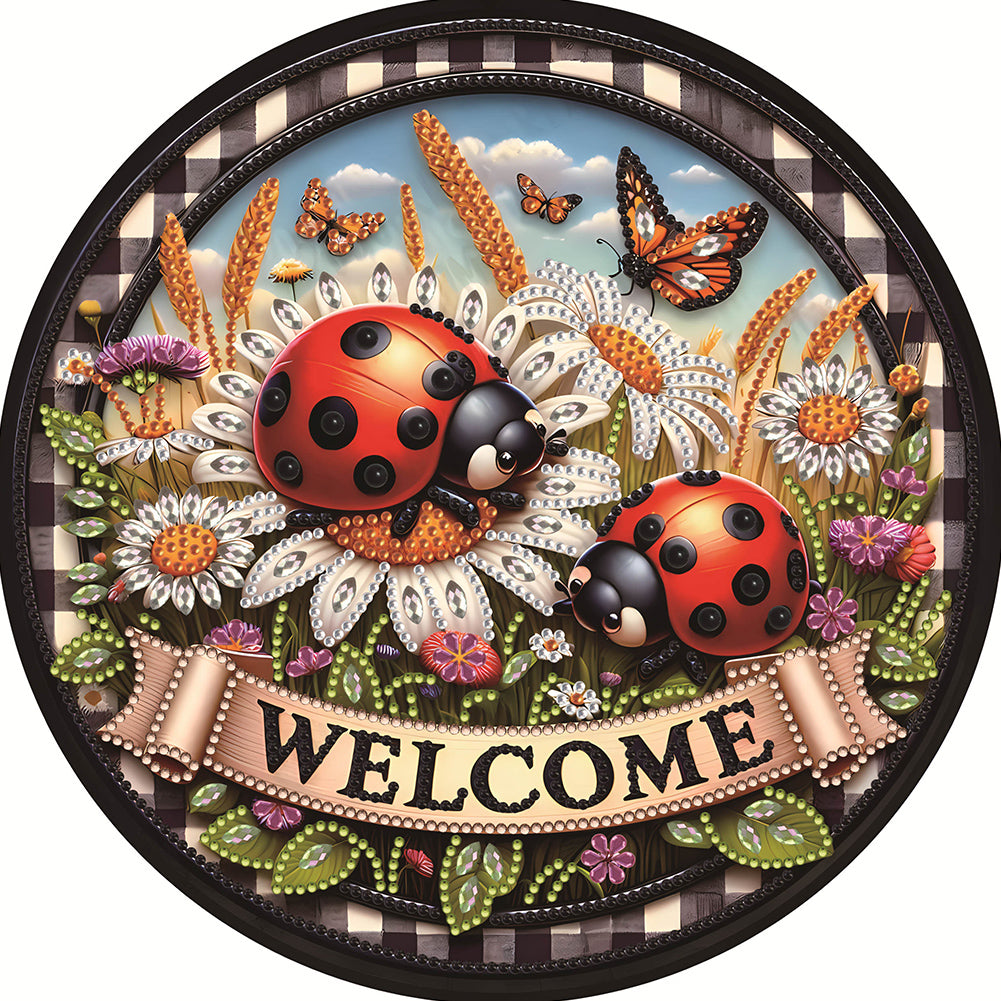 Diamond Painting - Partial Special Shaped - Cute ladybug (30*30CM)