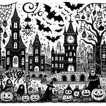 Load image into Gallery viewer, Diamond Painting - Full Round - Horror black and white street scene (40*40CM)
