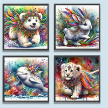 Load image into Gallery viewer, 4pcs Round Diamond Painting Set - Indian colorful feathered animals (40*40CM)
