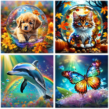 Load image into Gallery viewer, 4pcs Round Diamond Painting Set - Animal series (30*30CM)

