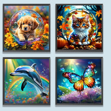 Load image into Gallery viewer, 4pcs Round Diamond Painting Set - Animal series (30*30CM)
