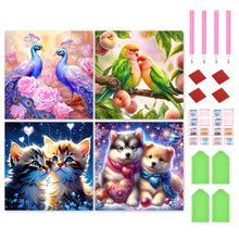 Load image into Gallery viewer, 4pcs Round Diamond Painting Set - Animal series (30*30CM)
