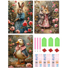 Load image into Gallery viewer, 3pcs Square Diamond Painting Set - Little animals in the flowers (30*40CM)
