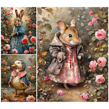 Load image into Gallery viewer, 3pcs Square Diamond Painting Set - Little animals in the flowers (30*40CM)
