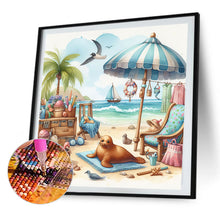 Load image into Gallery viewer, AB Diamond Painting - Full Round - Seal under the beach umbrella (40*40CM)
