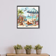 Load image into Gallery viewer, AB Diamond Painting - Full Round - Seal under the beach umbrella (40*40CM)
