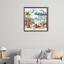 Load image into Gallery viewer, AB Diamond Painting - Full Round - Seal under the beach umbrella (40*40CM)

