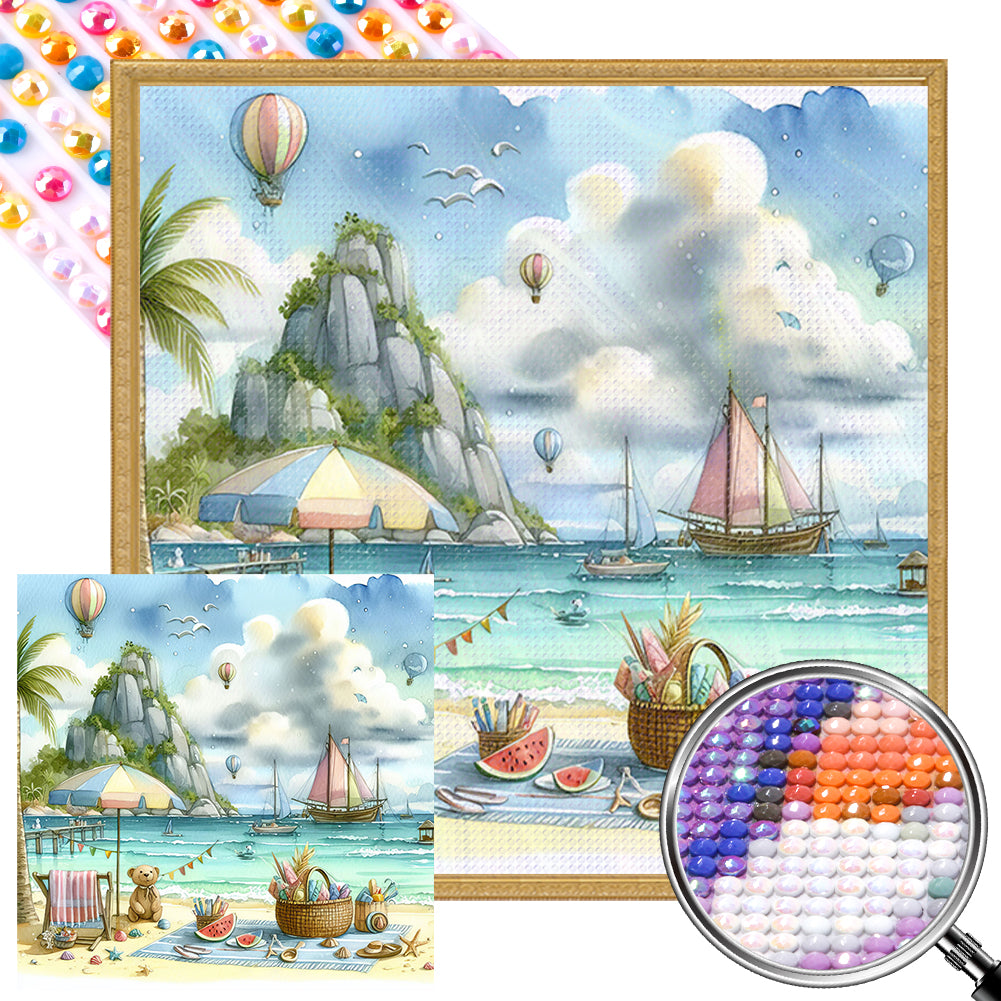 AB Diamond Painting - Full Round - Beach holiday picnic (40*40CM)