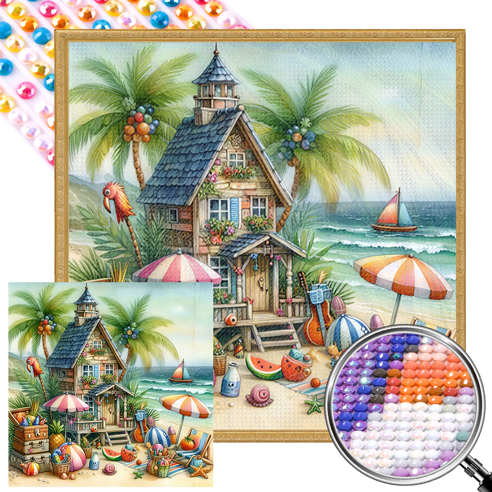 AB Diamond Painting - Full Round - Beach hut (40*40CM)