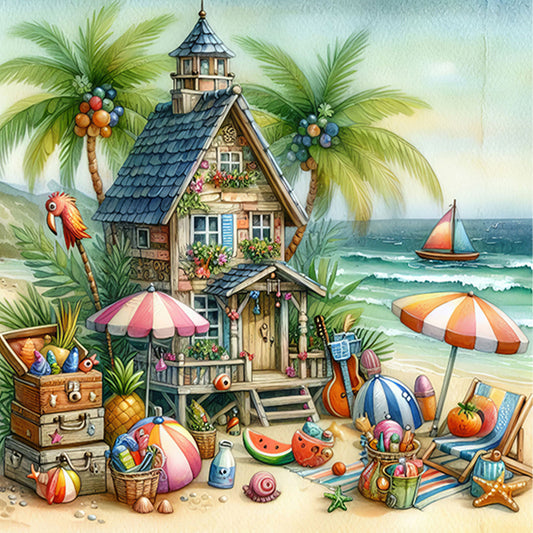 AB Diamond Painting - Full Round - Beach hut (40*40CM)