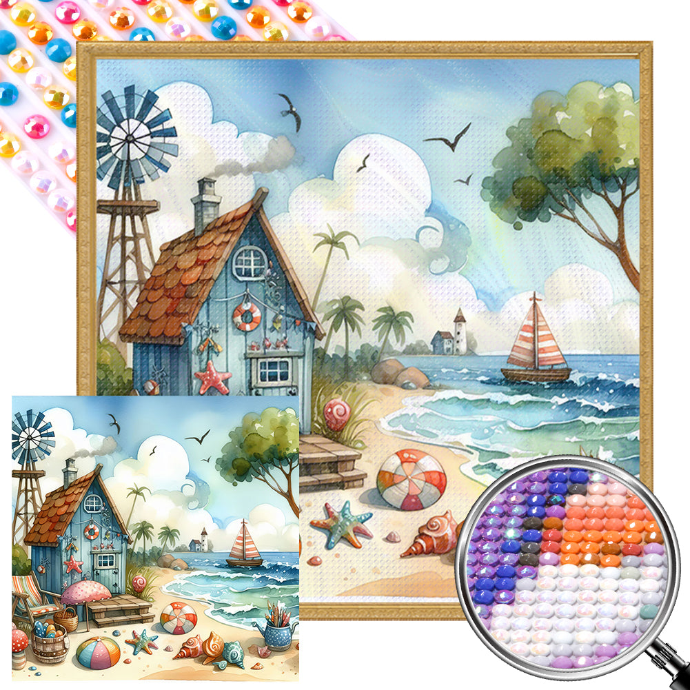 AB Diamond Painting - Full Round - Beach hut (40*40CM)