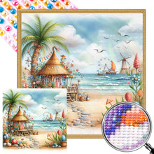 Load image into Gallery viewer, AB Diamond Painting - Full Round - Beach hut (40*40CM)
