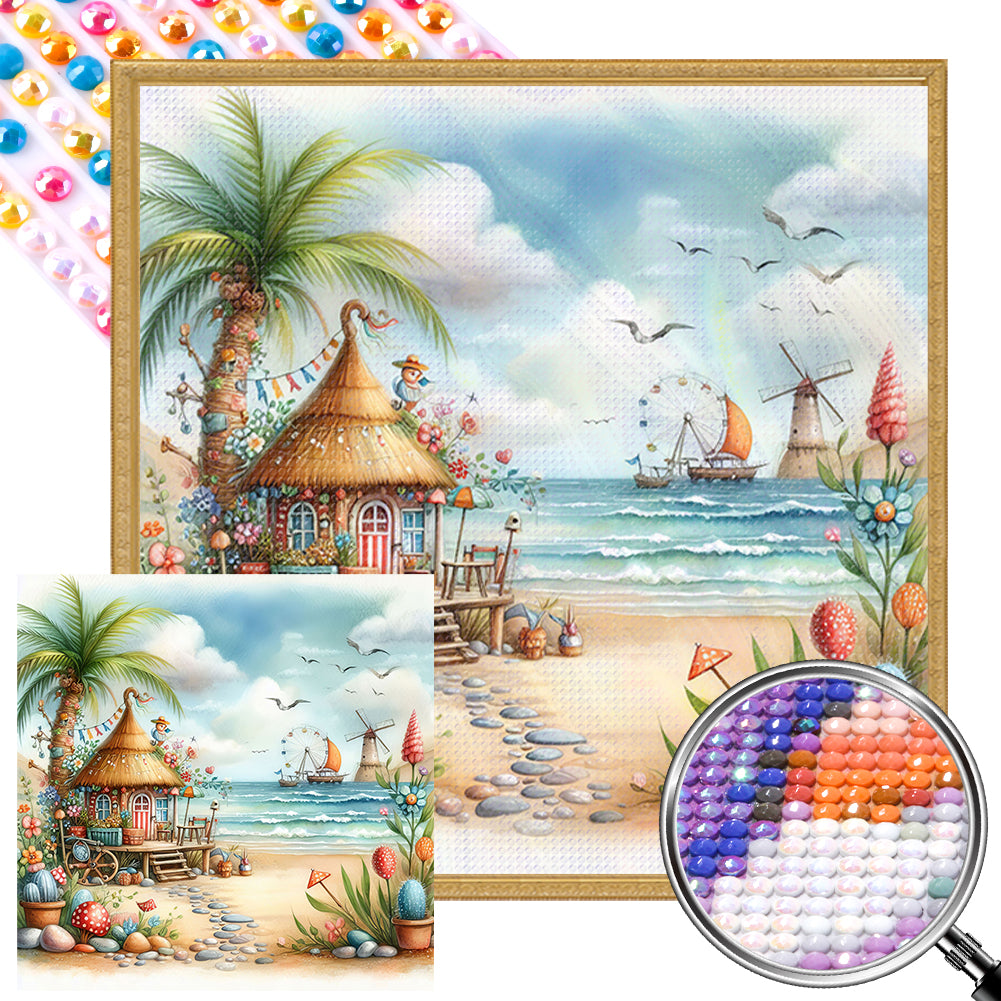 AB Diamond Painting - Full Round - Beach hut (40*40CM)