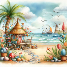 Load image into Gallery viewer, AB Diamond Painting - Full Round - Beach hut (40*40CM)
