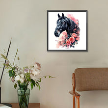 Load image into Gallery viewer, Diamond Painting - Full Round - Flower and black horse (30*30CM)
