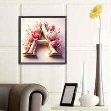 Load image into Gallery viewer, Diamond Painting - Full Round - Pink flower letter A (40*40CM)
