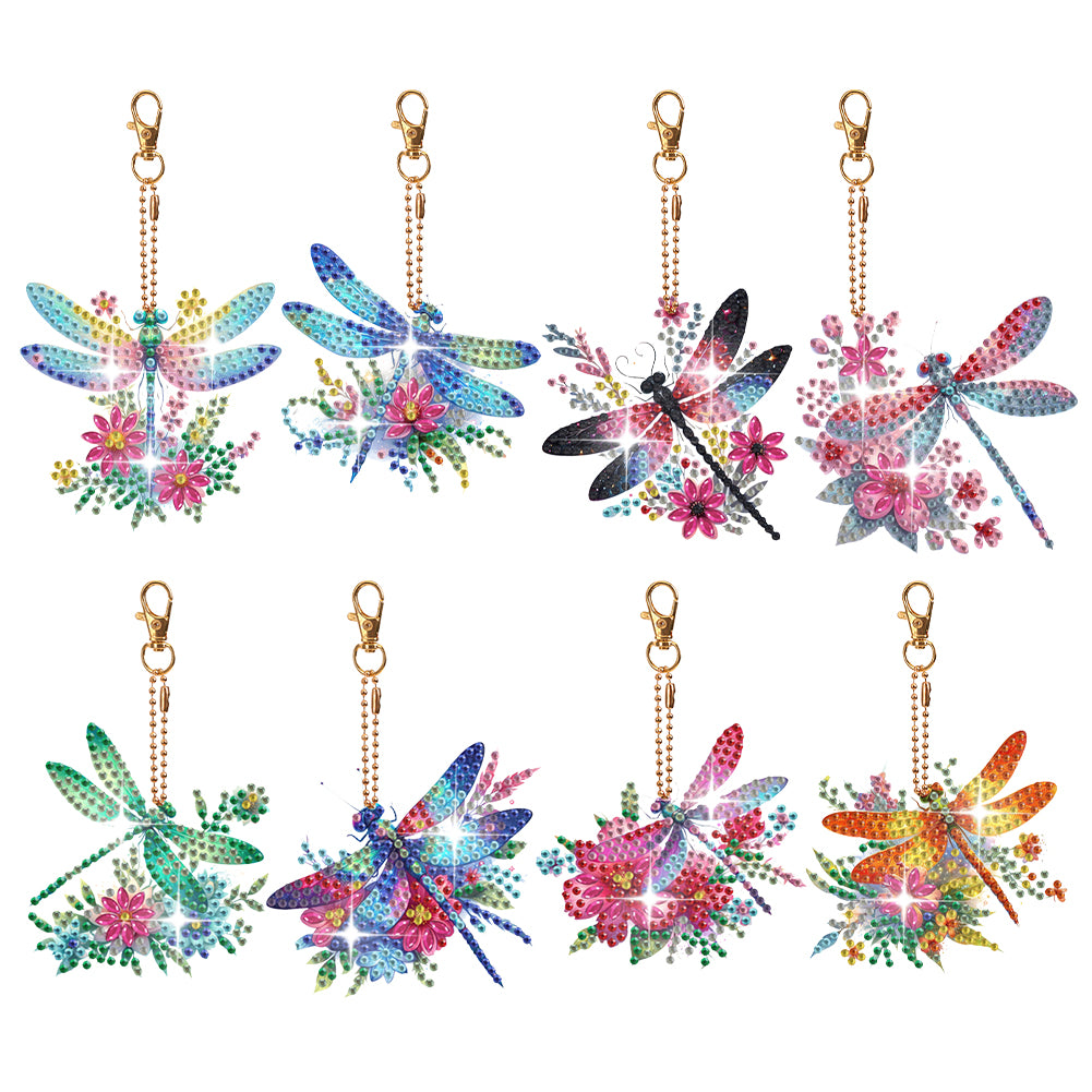 8Pcs Double Sided Special Shaped Cartoon Diamond Painting Keychain for Beginners