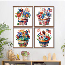 Load image into Gallery viewer, 4pcs Partial Special Diamond Painting Set - Independence Day cake (30*30CM)

