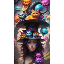 Load image into Gallery viewer, Diamond Painting - Full Round - Witch and cat (40*70CM)
