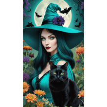 Load image into Gallery viewer, Diamond Painting - Full Round - Witch and black cat (40*70CM)
