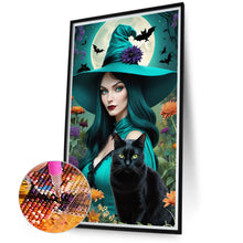 Load image into Gallery viewer, Diamond Painting - Full Round - Witch and black cat (40*70CM)
