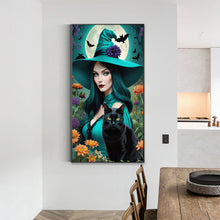 Load image into Gallery viewer, Diamond Painting - Full Round - Witch and black cat (40*70CM)
