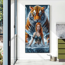 Load image into Gallery viewer, Diamond Painting - Full Round - Tiger and girl (40*70CM)
