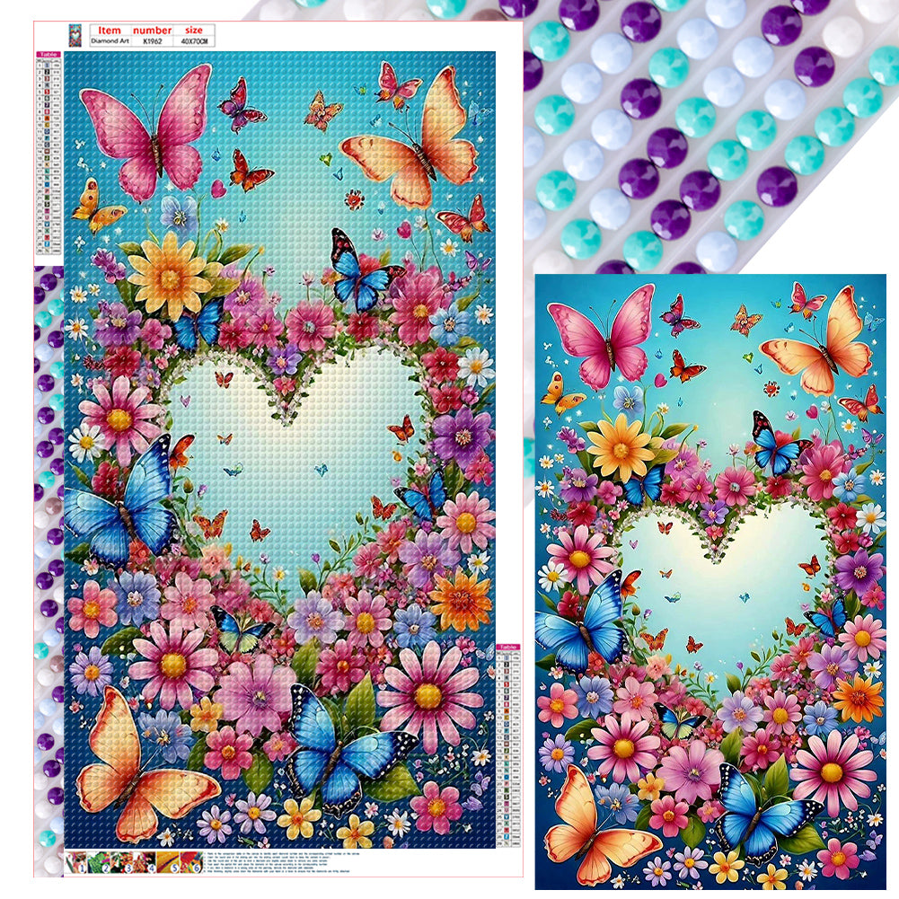 Diamond Painting - Full Round - Flower butterfly and hummingbird (40*70CM)